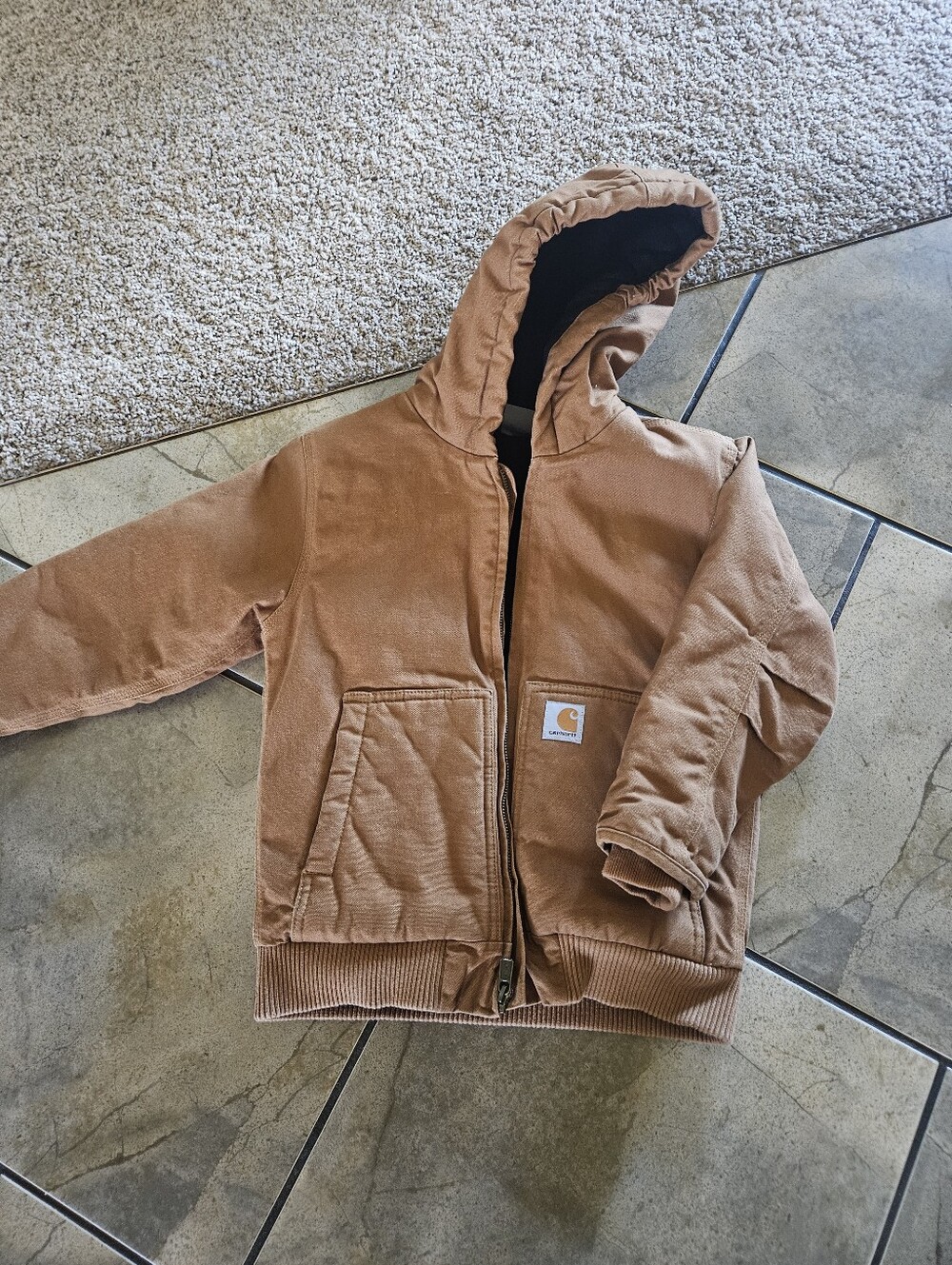 Carhartt Tan Canvas Hooded Kids Jacket